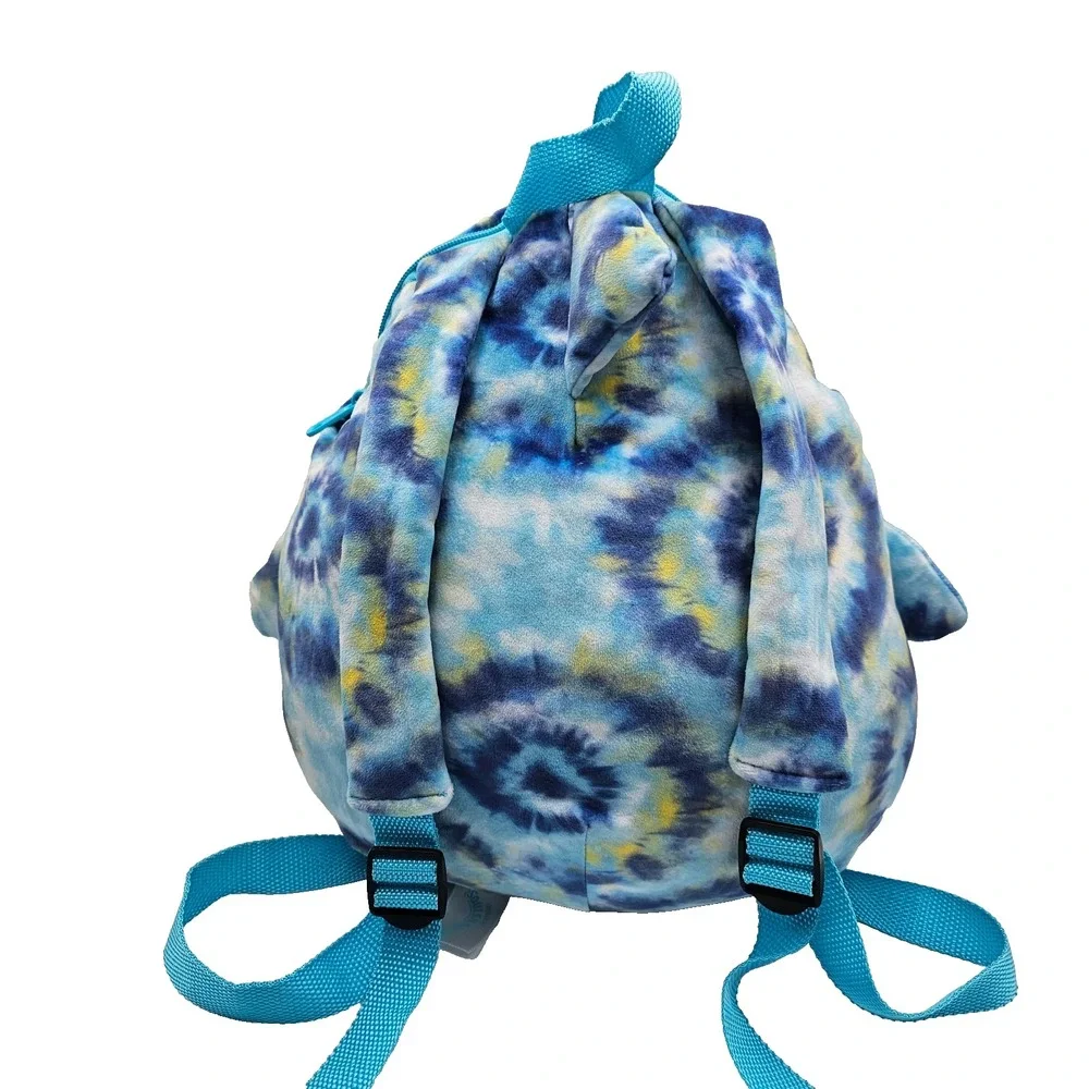 Squishmallows Luther Blue Tie Dye Shark Plush Backpack Adjustable Straps 12 in
